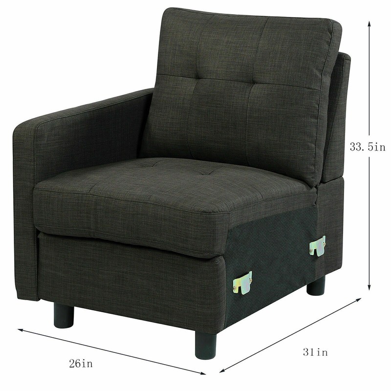 DAZONE Modern Modular Sectional Sofa Set L-Shaped Linen Fabric Couch w/Ottoman gallery