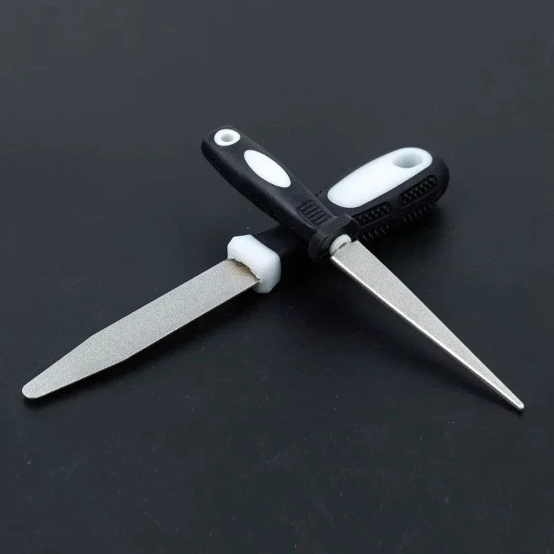 Diamond Sharpening Stone Double Sided Flat Curved Knife Sharpener Handle.. gallery