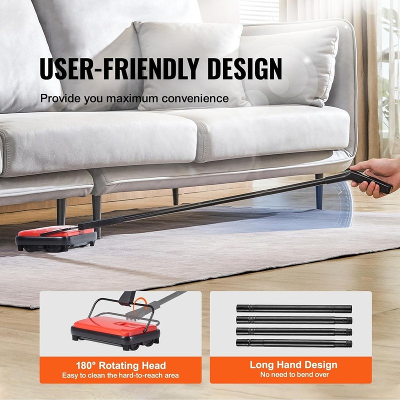 Carpet Sweeper Manual, Floor Sweeper with 300 ml Dustbin Capacity Easy to Emp... gallery