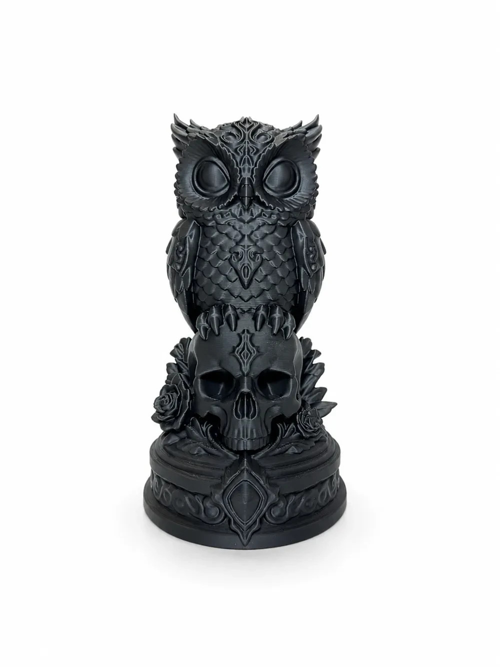 Gothic Owl on Skull Statue – 3D Printed Dark Fantasy Decor – Raven & Skull Colle gallery