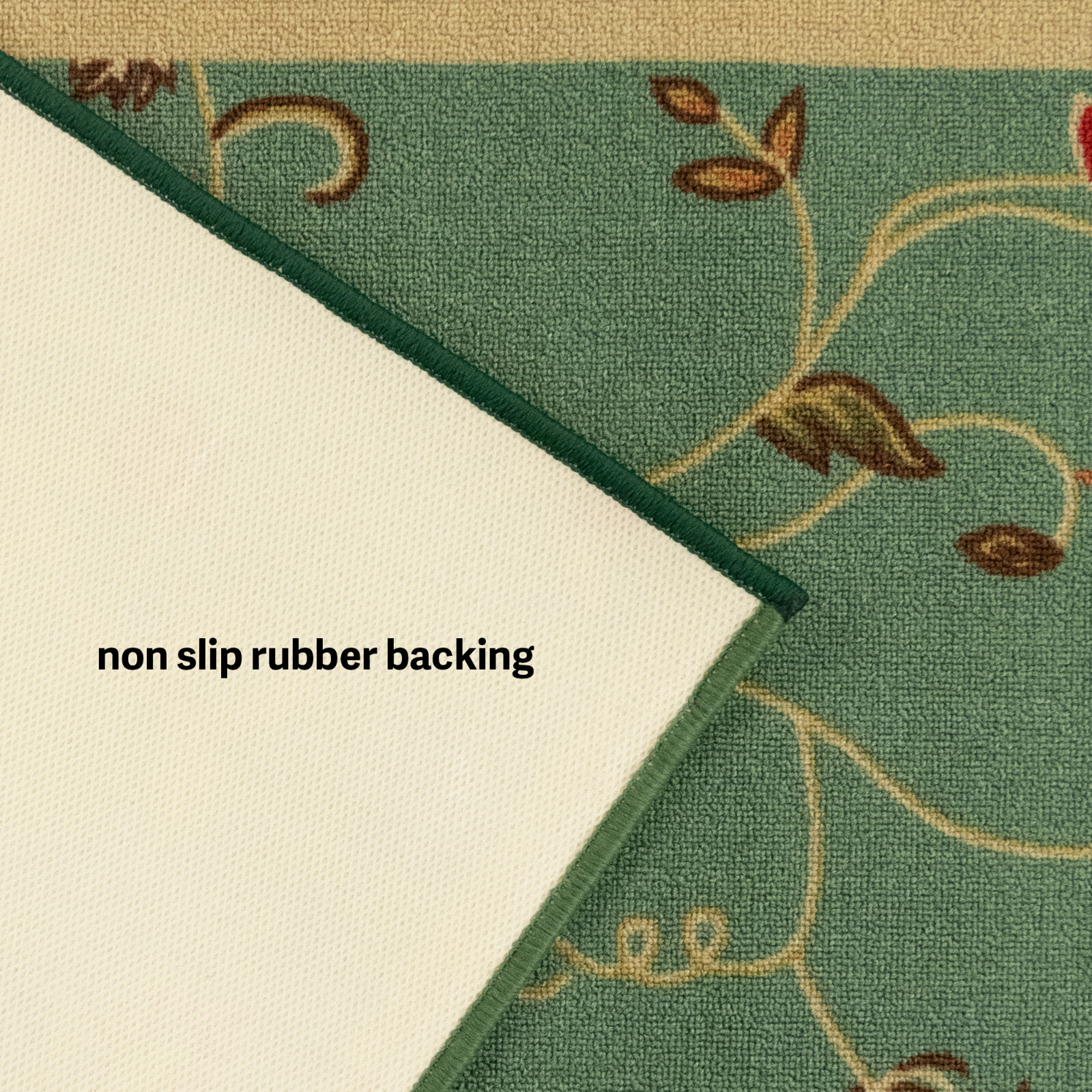Custom Size Floral Green Stair Runner Slip Resistant 26" / 36" Wide gallery