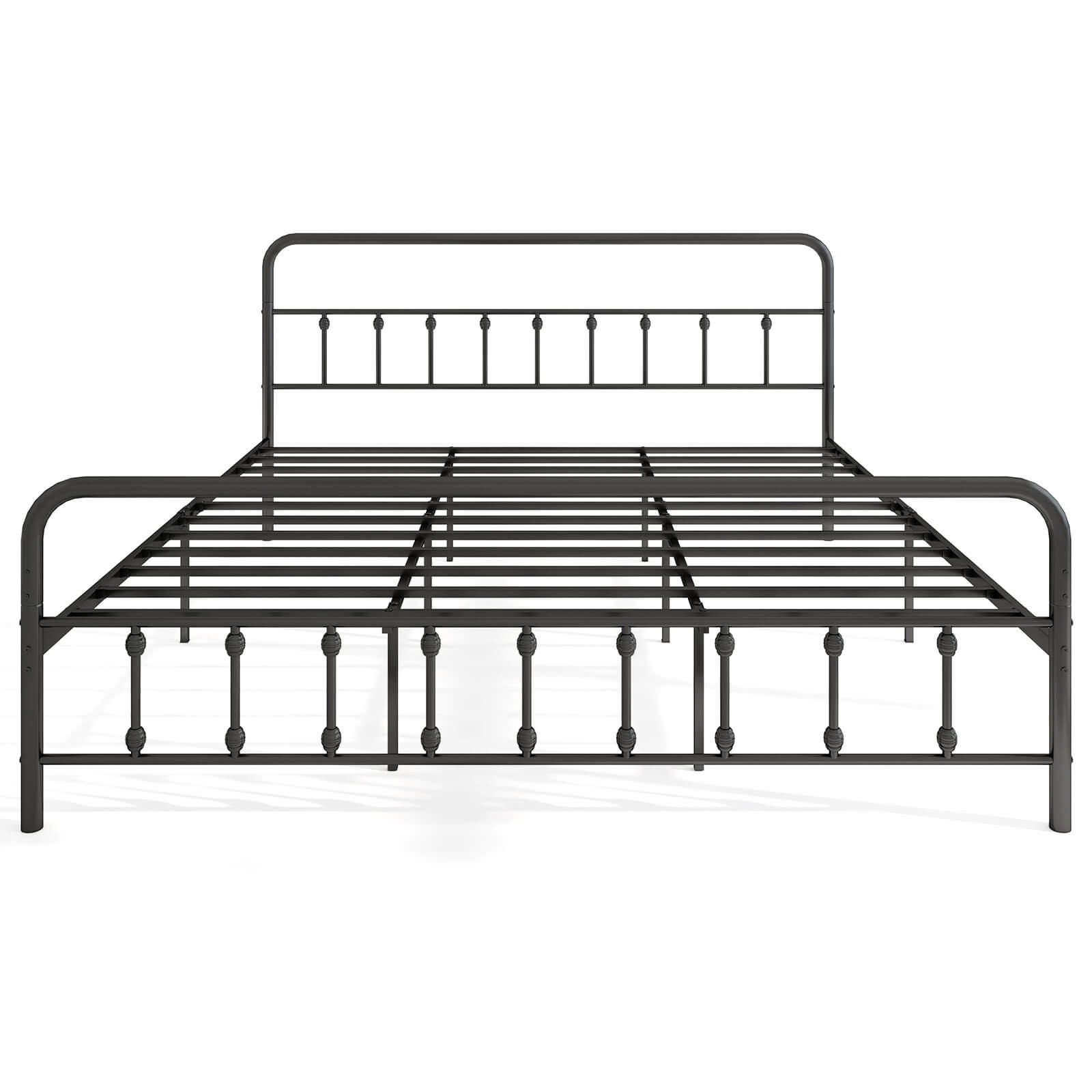 King Size Bed Frame with Headboard Under Bed Storage No Box Spring Needed Black gallery