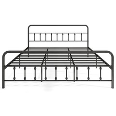 King Size Bed Frame with Headboard Under Bed Storage No Box Spring Needed Black