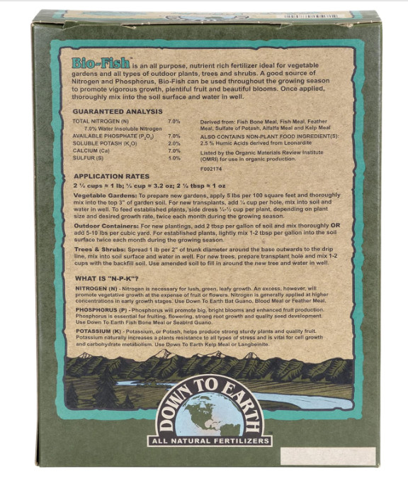 Down to Earth Organic Bio-Fish Fertilizer Mix 7-7-2, 5 lb gallery