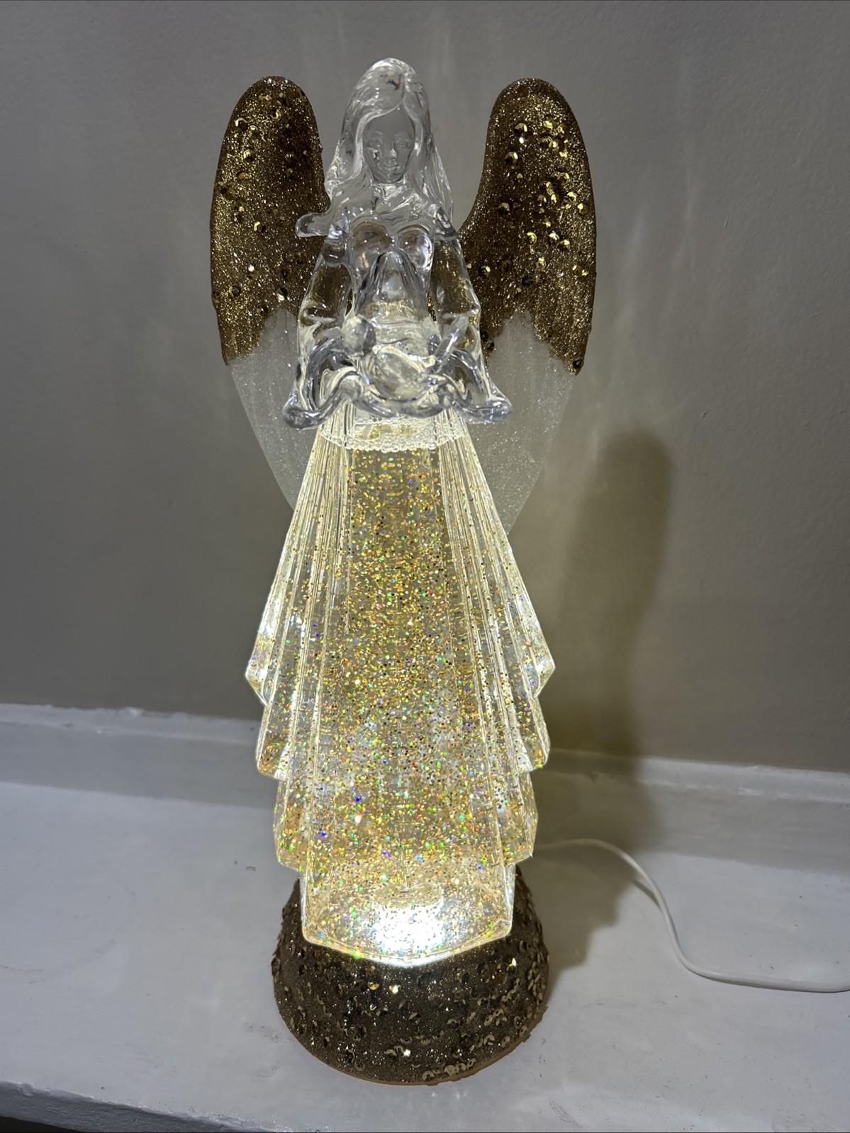 Gold Angelic Glitter Swirl LED Lighted Angel Table Accent by Roman–Holiday Decor gallery