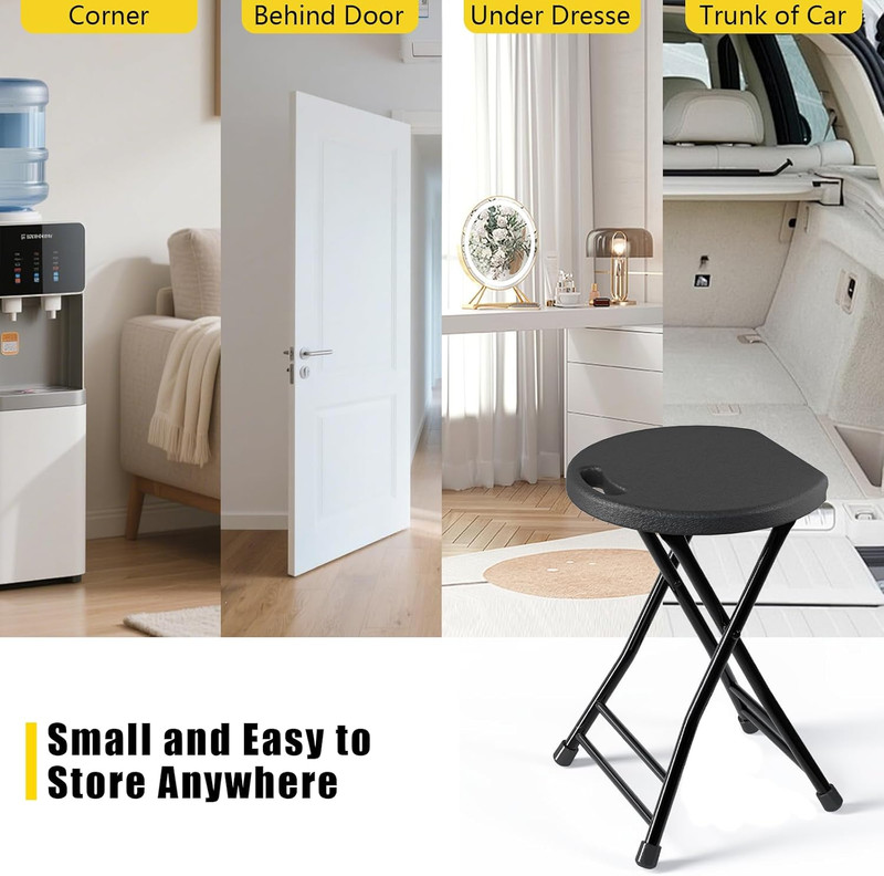 Folding Stool, 18 Inch Foldable Stool with Handle & Steel Frame, Pack of 2 Foldi gallery