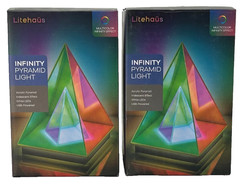 2 pack Iridescent Acrylic Infinity Pyramid Table Light 7.7″ | LED Indoor Lamp