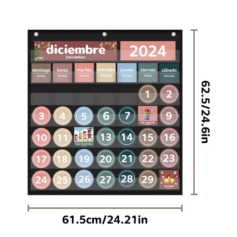 Monthly Calendar Pocket Chart for Classroom Printed Days of The Week with Car... gallery