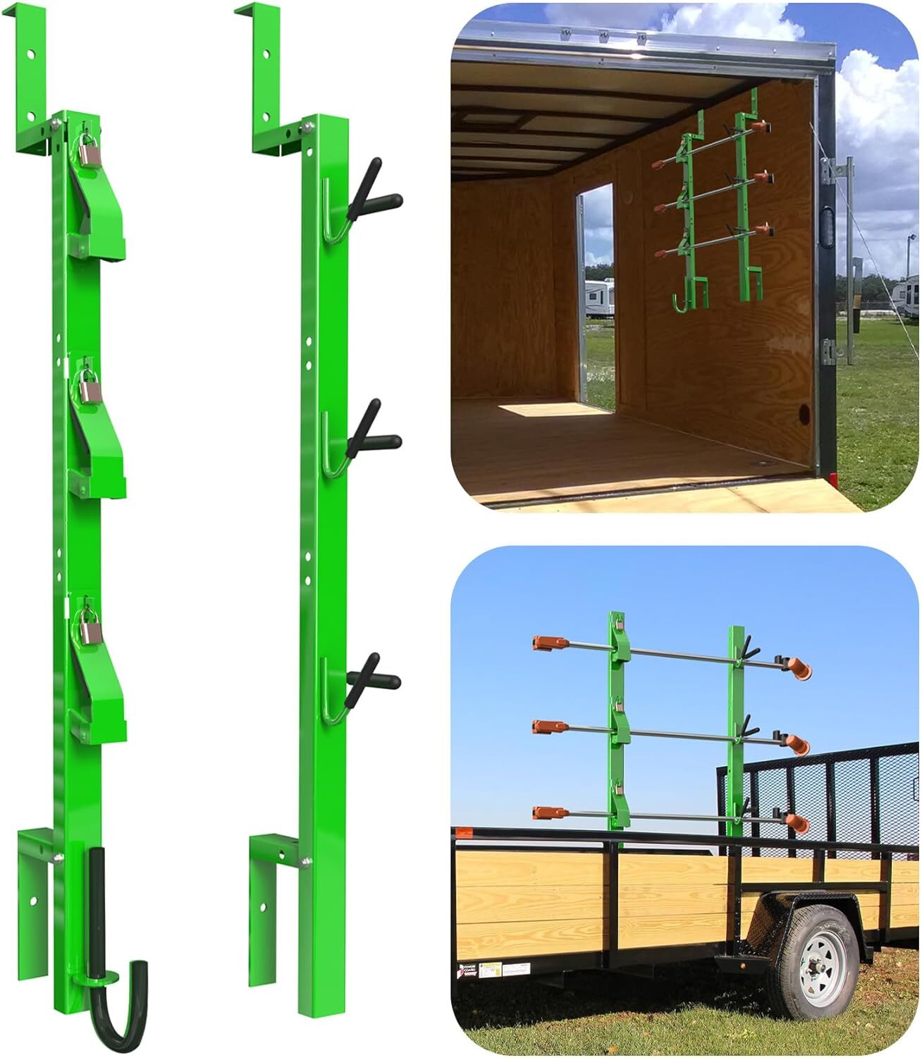 GREEN 3 Place Trimmer Rack Trim line Holder for Enclosed Trailer Racks Open Land gallery