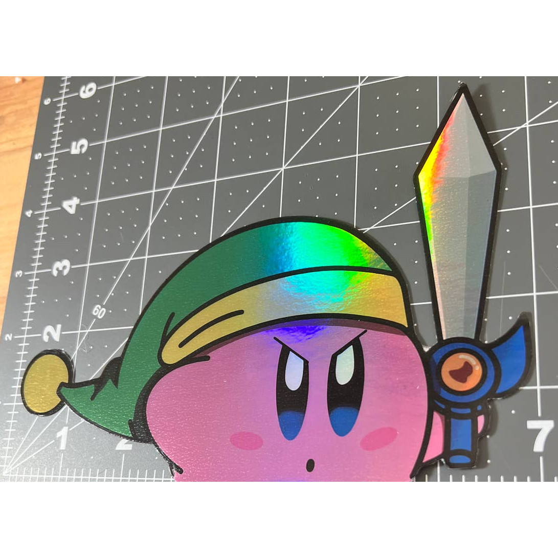 Kirby | Kirby Link | Vinyl Sticker | Vinyl Decal | Holographic Sticker | gallery