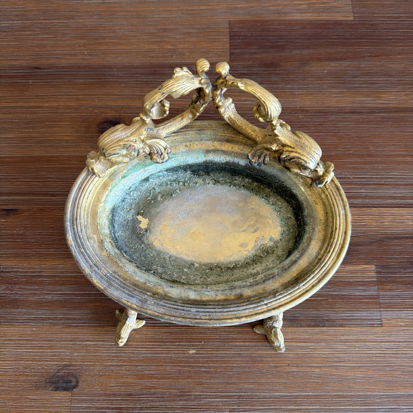 Sherle Wagner Style Gilded Gold Plated Bronze Dolphin Soap Dish Jewelry Holder gallery
