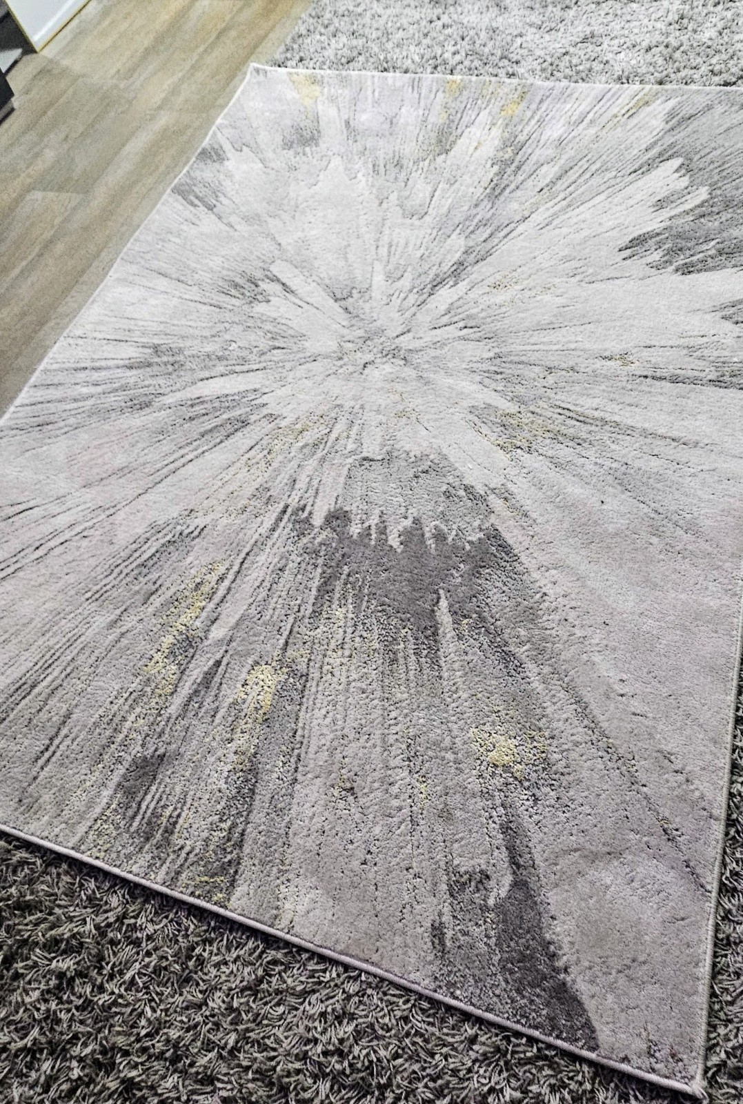 Fancy FNC-11 5x8 Abstract Modern Area Rug Gray/White/Beige Stain Resistant gallery
