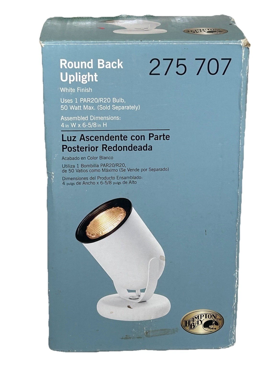 Hampton Bay Round Back Uplight White Finish Accent Spotlight Lamp 275 707 NEW gallery
