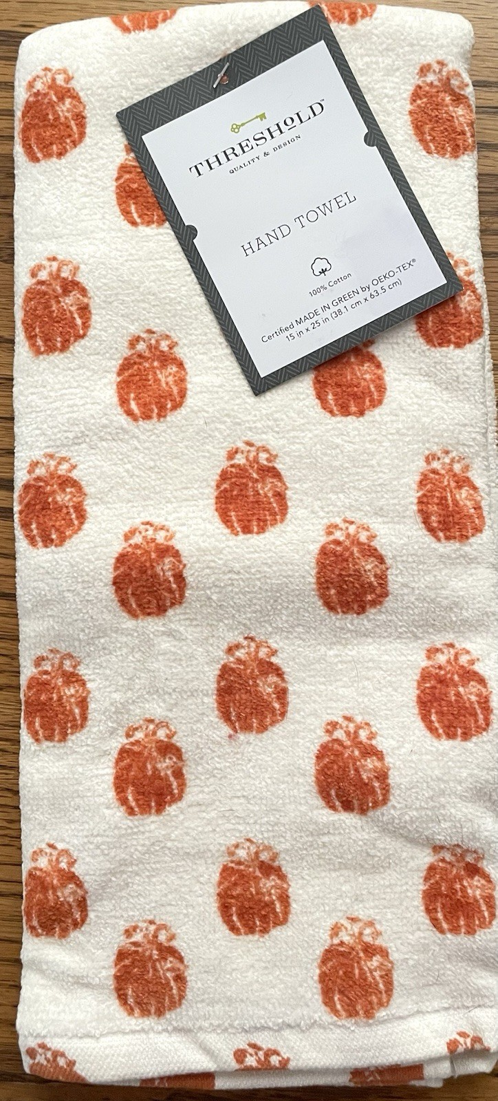 Threshold Hand Towel Ivory Background With Orange Pumpkins 100% Cotton 15x25 In. gallery