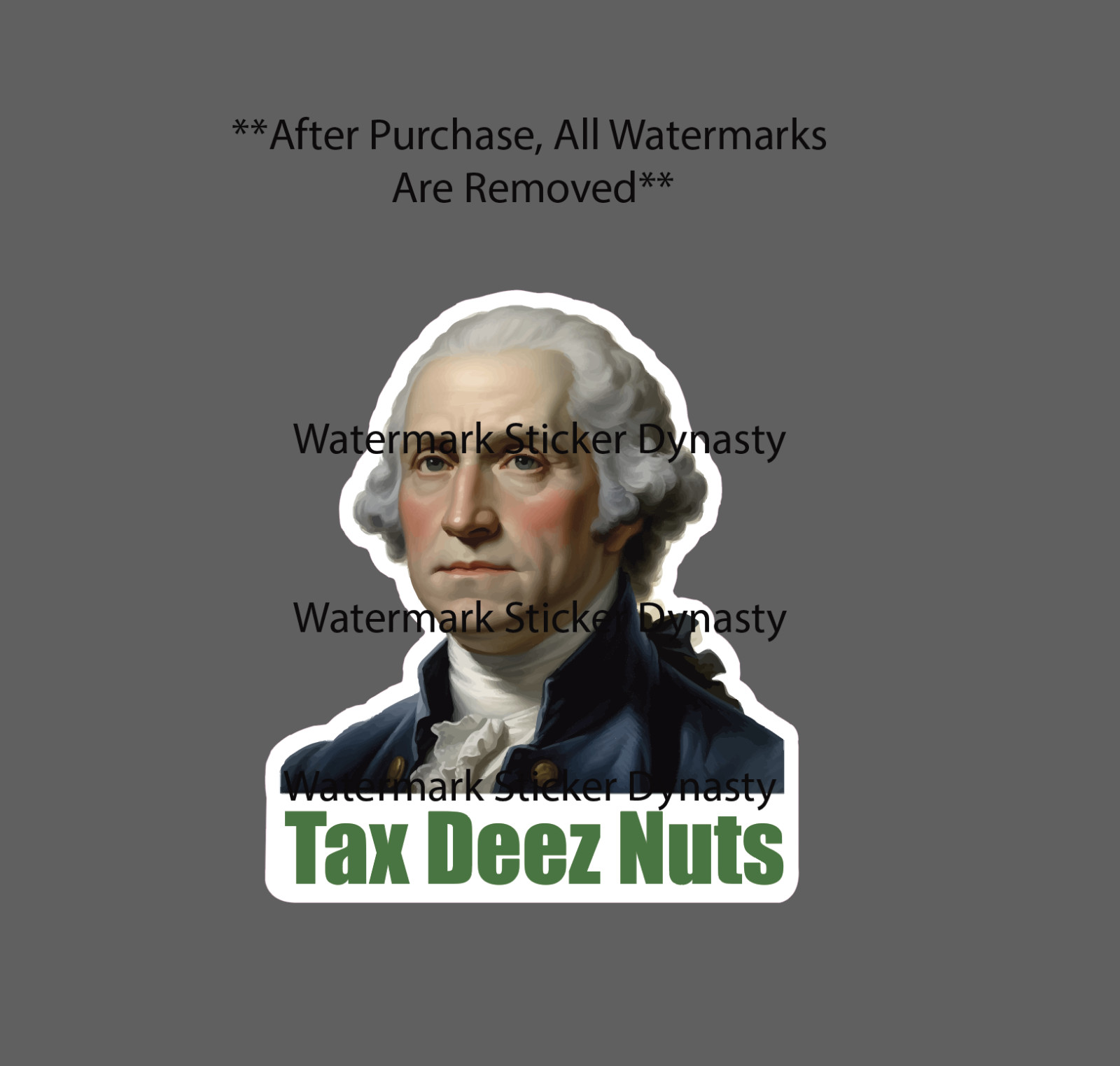 George Washington Sticker Waterproof Decal Tax Deez Nuts Funny History Gift NEW gallery