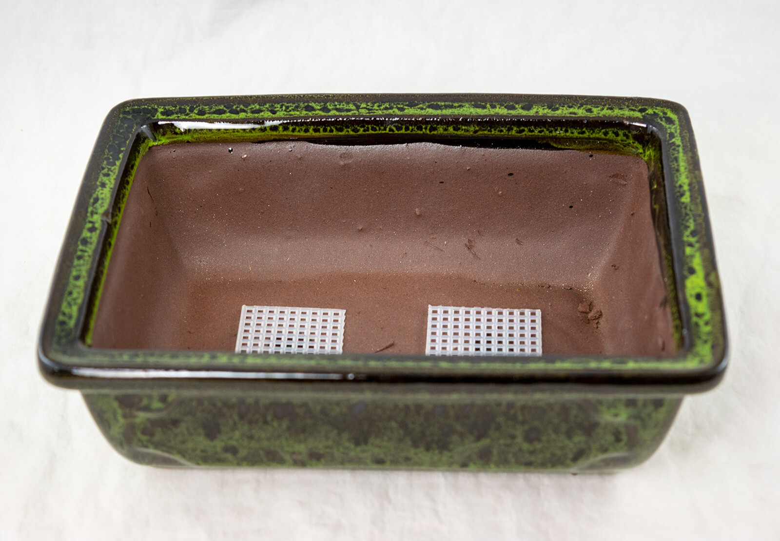 Rectangular Glazed Bonsai & Succulent Pot + Mesh 8"x 5.75"x 2.5" - Moss Green gallery