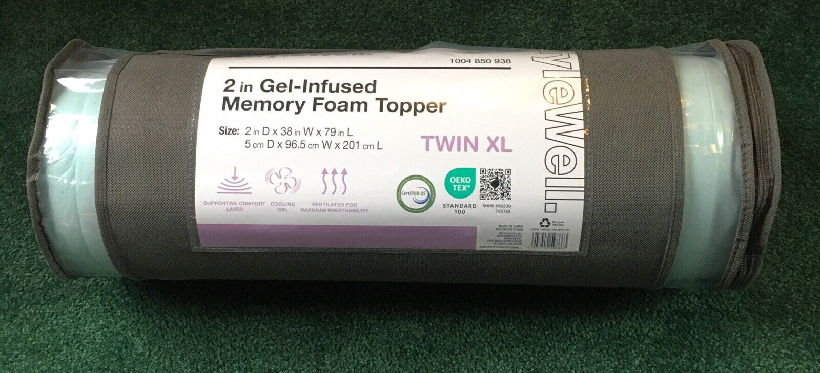 Stylewell 2 Inch Gel Infused Memory Foam Twin XL Mattress Topper, New gallery