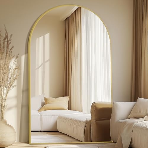 Arched Full Length Mirror, 44"x72" Oversized Floor Mirror 72"L x 44"W Gold gallery