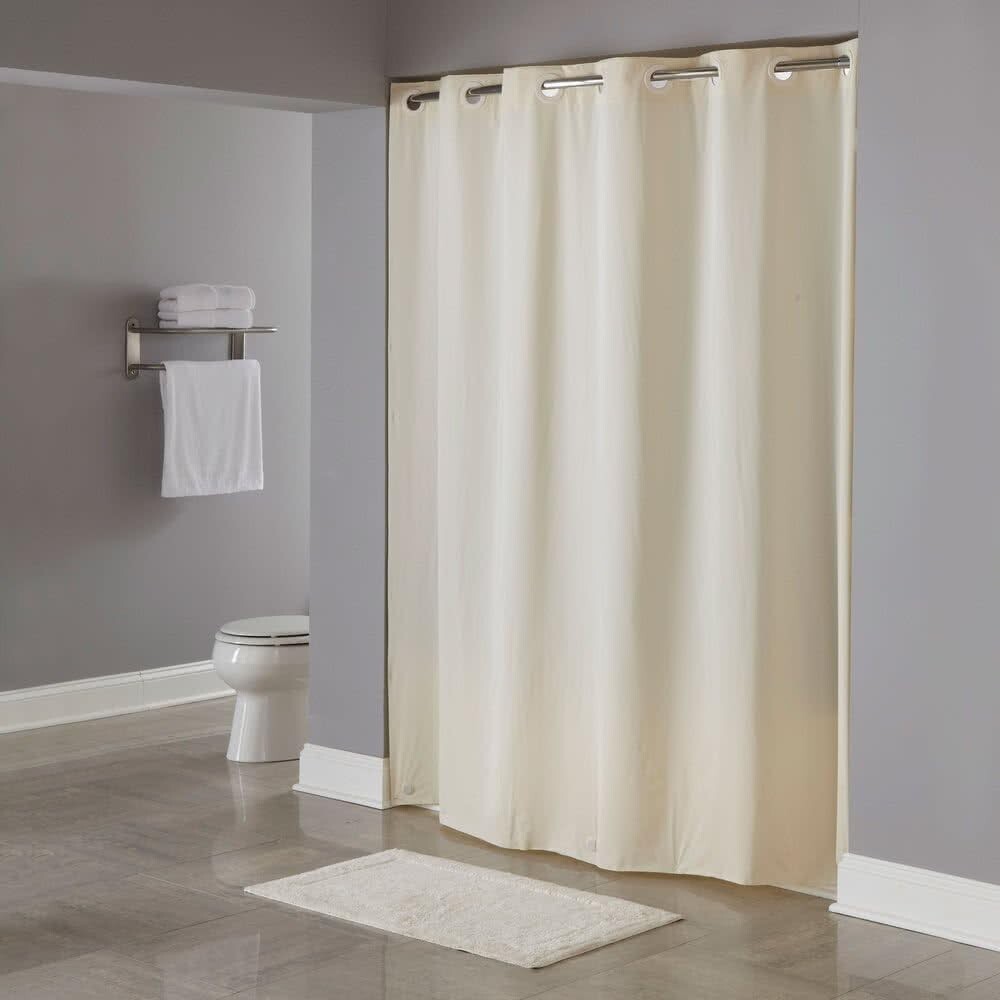 Hookless Pin Dot 71 X 74 Vinyl Shower Curtain HBH04PDT05 Beige (NEW) gallery