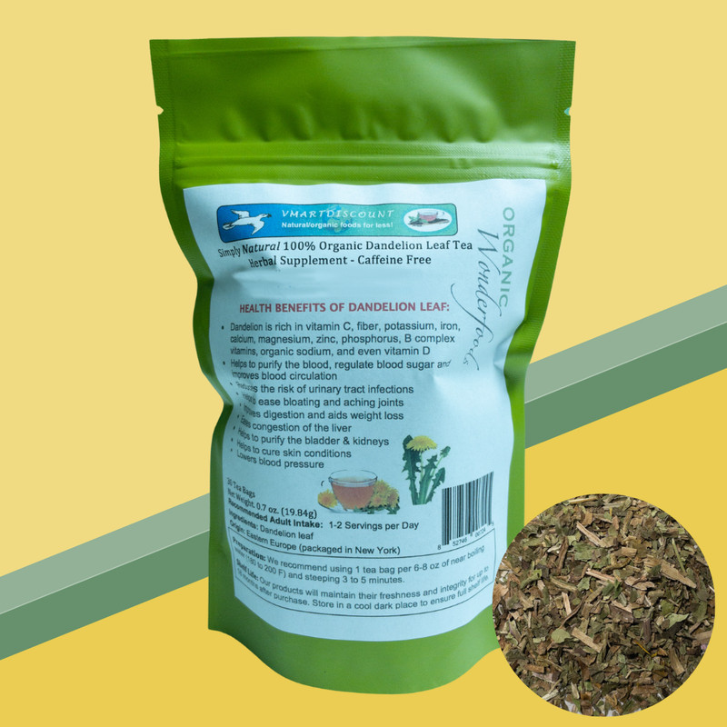 Organic Dandelion Leaf (Diente de Leon) Premium Herbal Tea 30 Bags Caffeine Free gallery