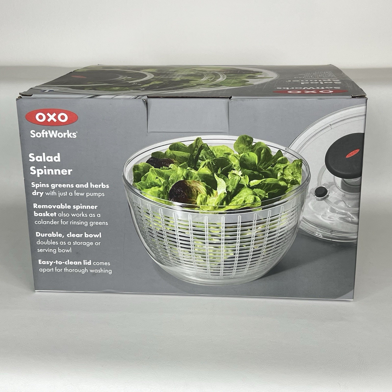 OXO SoftWorks Salad Spinner Large One-Hand Pump BPA Free New In Box Kitchen gallery