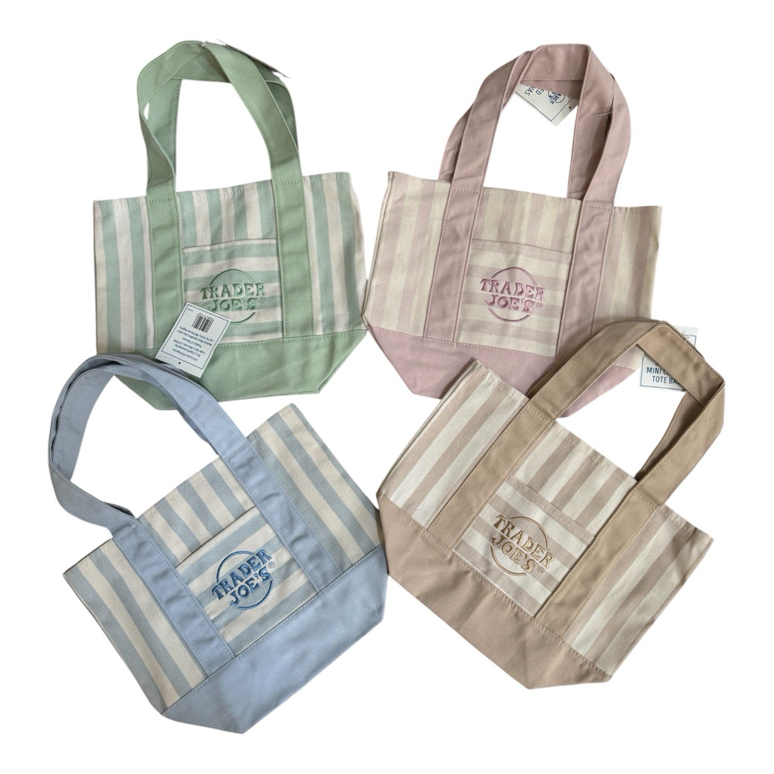 Trader Joe’s Mini Pastel Stripe Canvas Tote Bag Limited Edition Set Of 4 2026 gallery