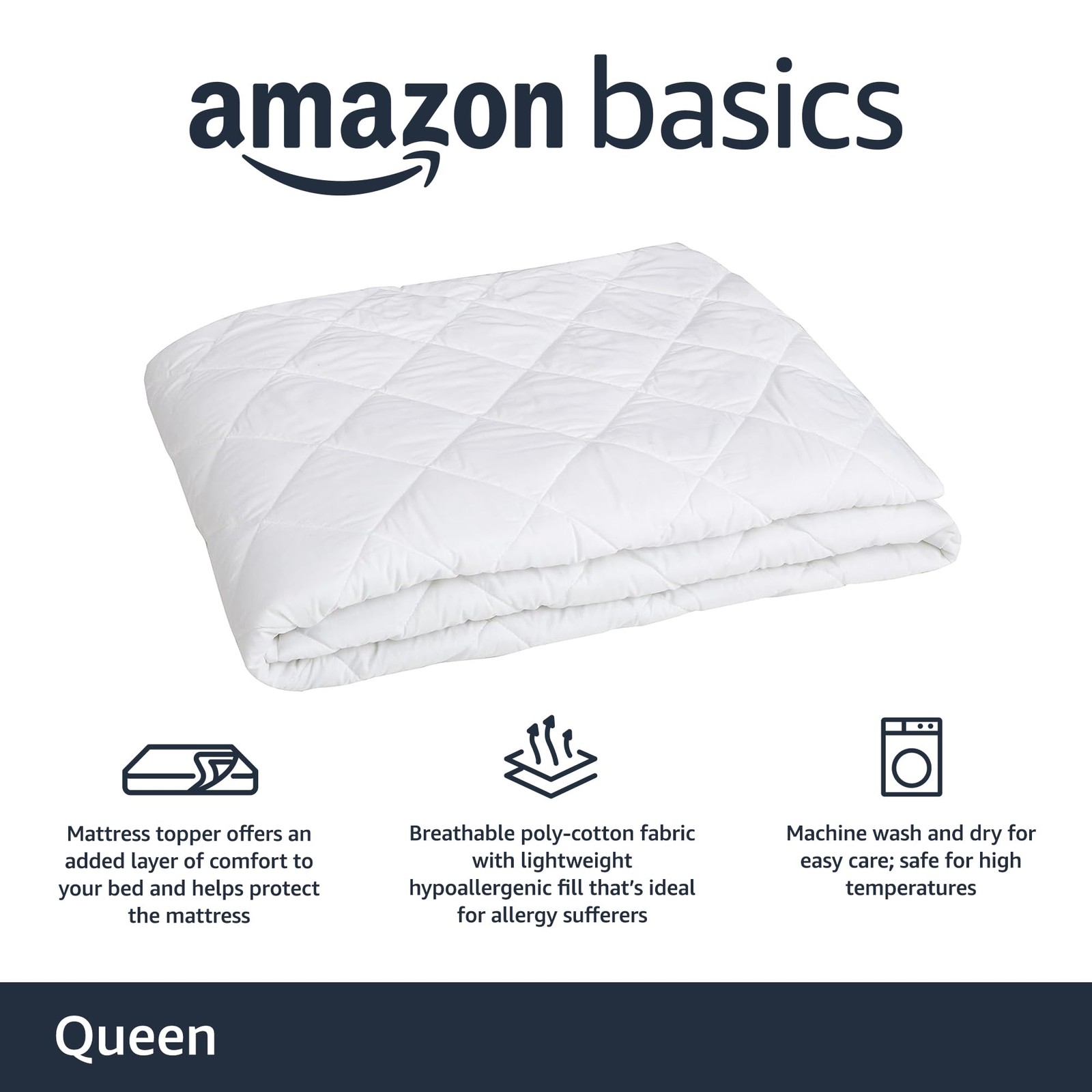 Queen Mattress Topper Pad Hypoallergenic Quilted Plush 18 Inch Deep White gallery