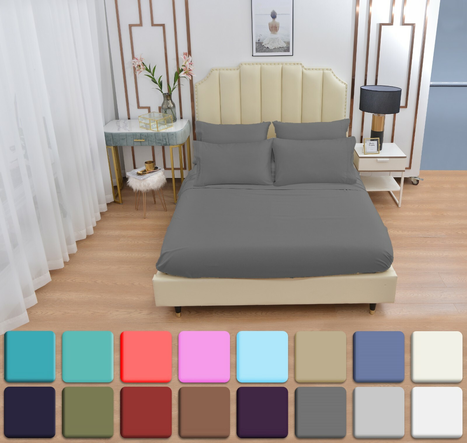 6 Pc Bamboo Sheets Set Deep Pockets Cool Bamboo Sheets Queen King Twin Full Size gallery