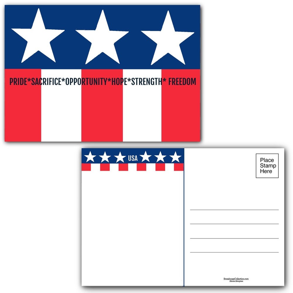 American Flag Postcards | 40 Pack All Occasion Postcards-USA Patriotic Postcards