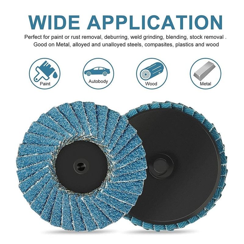 20pcs 2inch Flat Flap Disc Roll Lock Sanding Grinding Wheels 40 60 80 120 Grit gallery