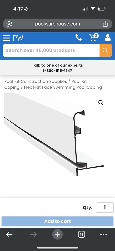 Flex Flat Face Pool Coping - Aluminum - White - 6 8 Ft.