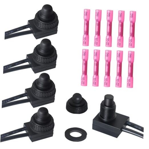 PCS Waterproof Switch 12v, ON/Off SPST Waterproof Push Button Switch 5 Black gallery