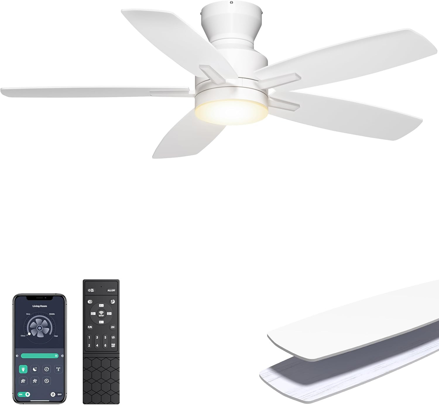 Ceiling Fans with Lights, 52'' Low Profile Ceiling Fan with Light and Remote/App gallery