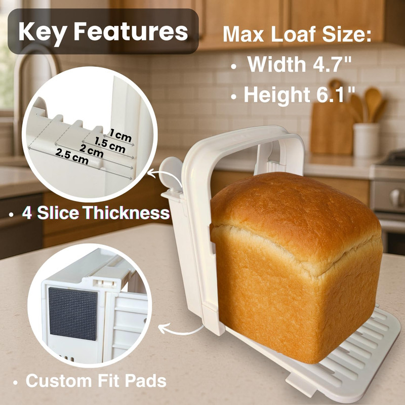 Bread Slicer Guide for Homemade Bread – Lightweight, Foldable, 4 Slice Thickness gallery