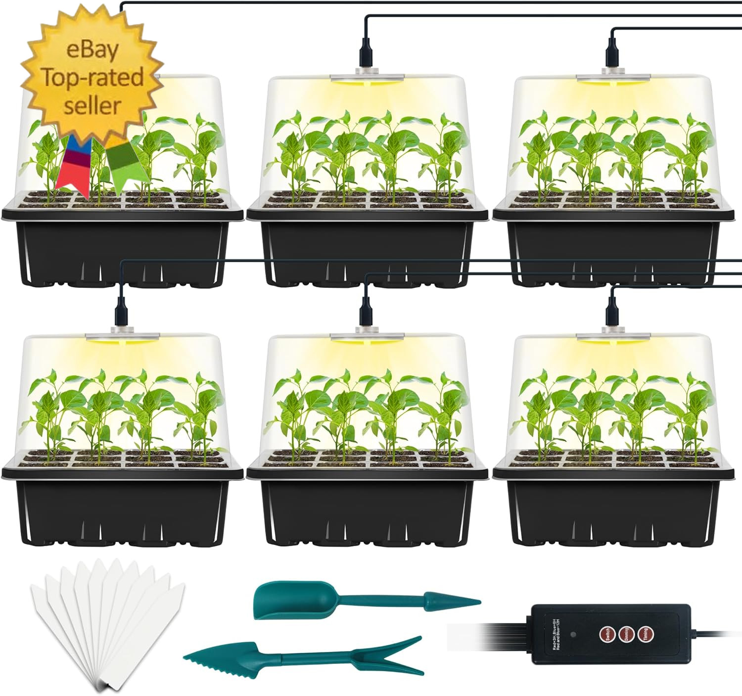6-Set Seed Starter Tray with Grow Light, Seed Starting Trays Kits with Timing gallery
