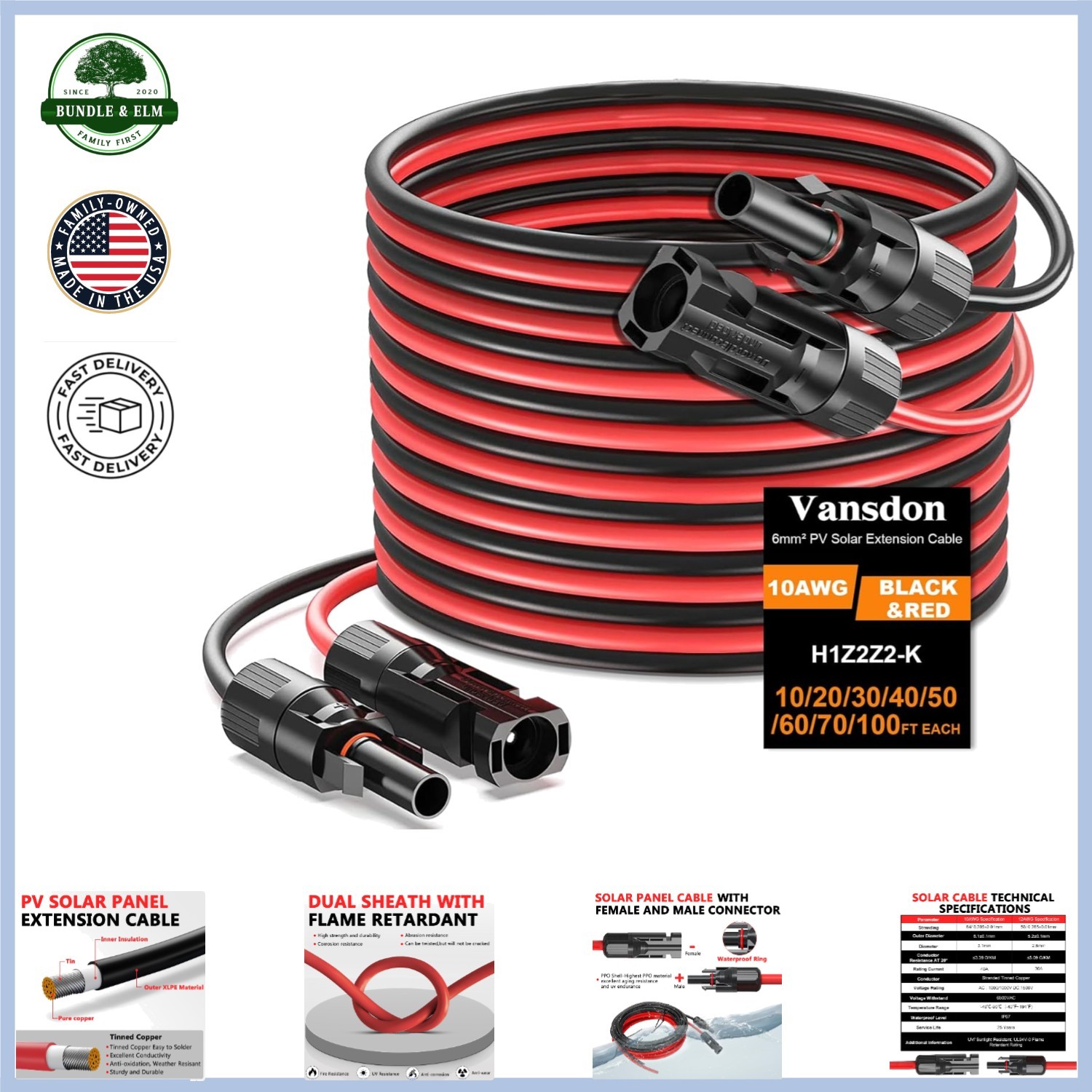 Heavy Duty Solar Cable 20 Feet with Type C Connectors for Efficient Charging gallery