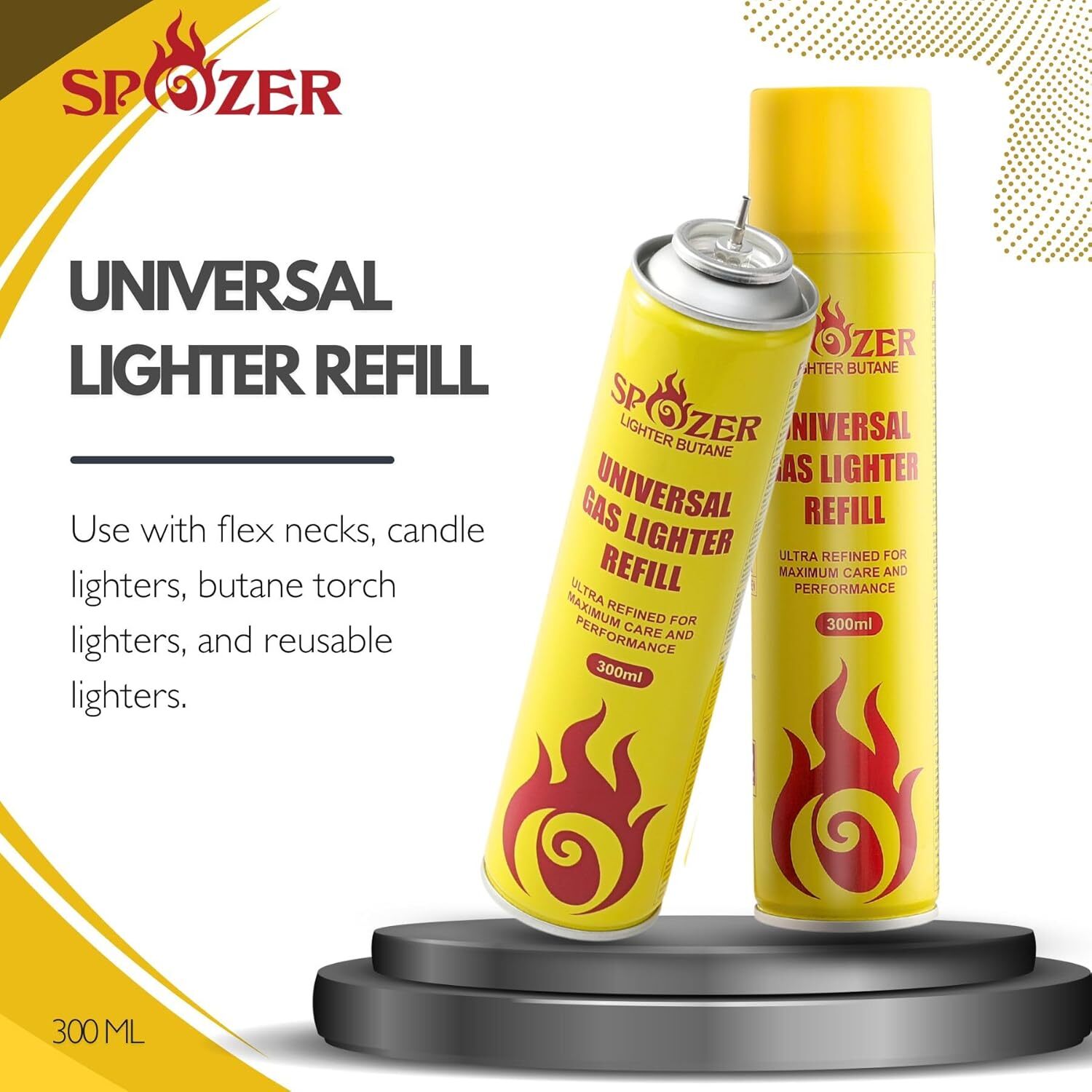 Spozer Refined Butane Lighter Gas Fuel Refill 300ML 10.14 oZ Canisters 4 Cans gallery