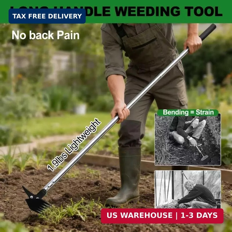 Weed Puller 61" Adjustable Long Handle, 2-in-1 Weed Rake & Crack Weeder with Det gallery