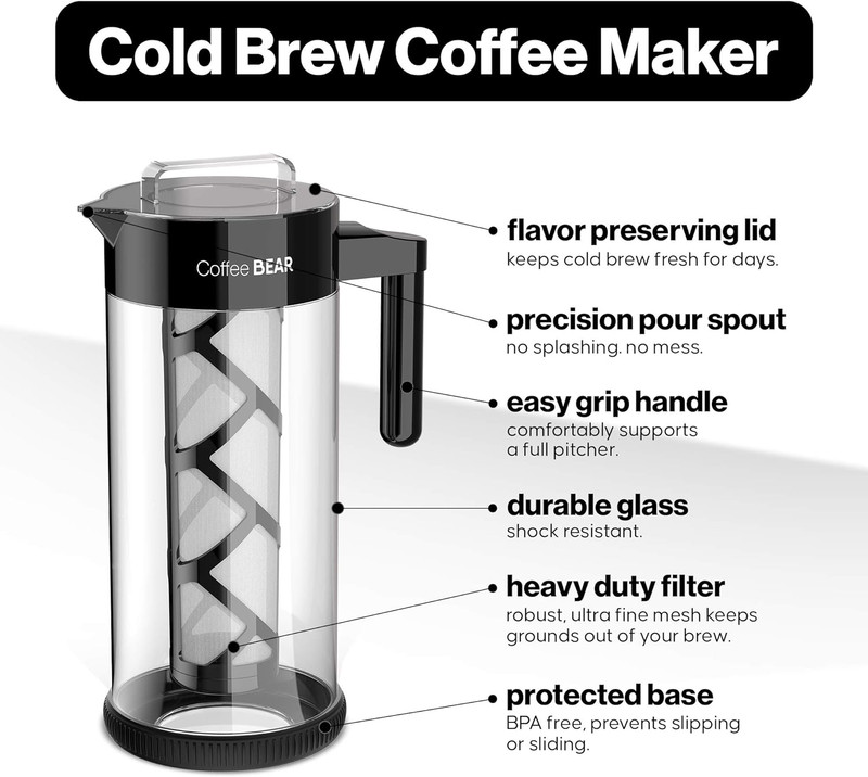 – Cold Brew Coffee Maker and Ice Tea Brewer, Borosilicate Glass Pit gallery