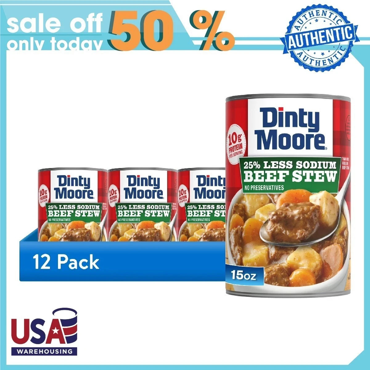 12 pack DINTY MOORE Beef Stew 25% Less Sodium 15oz Can gallery