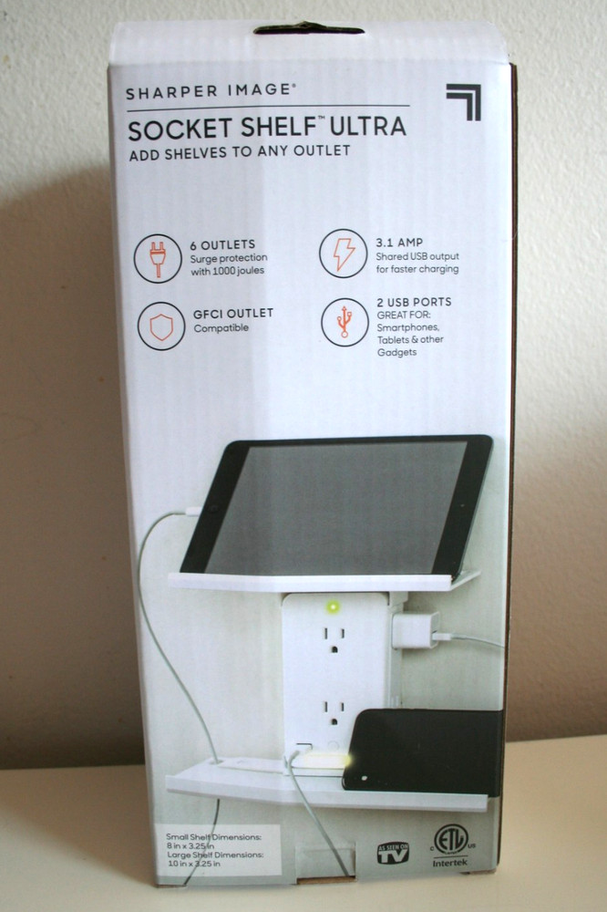 Sharper Image Socket Shelf 6 Outlets 2 USB Ports