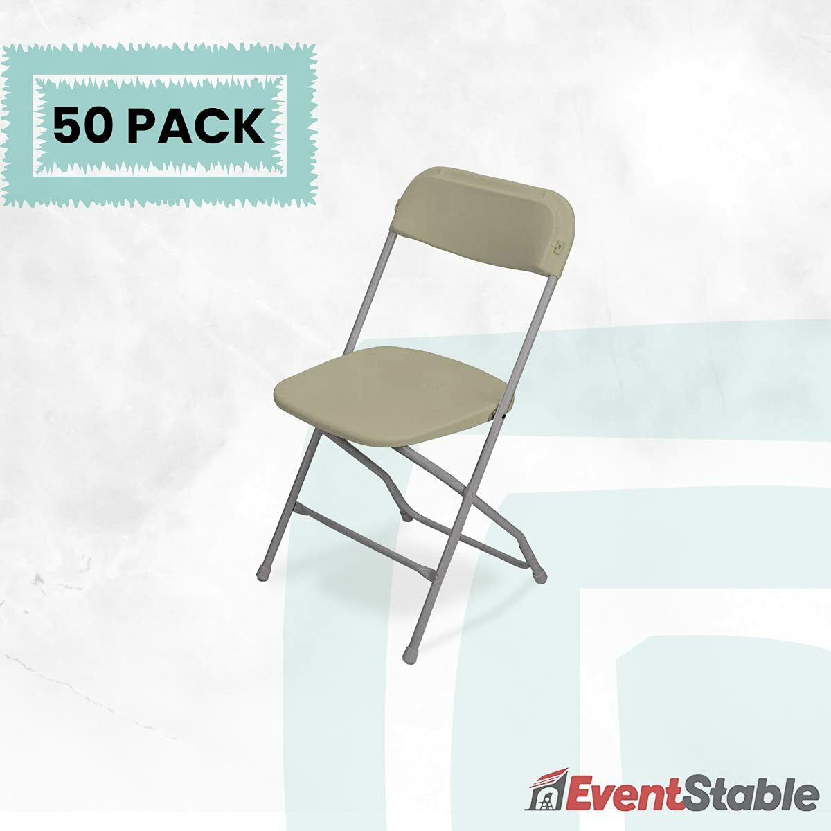 TitanPRO EventStable Cream Plastic No Arms Folding Wedding Chair Stackable 50PCS gallery