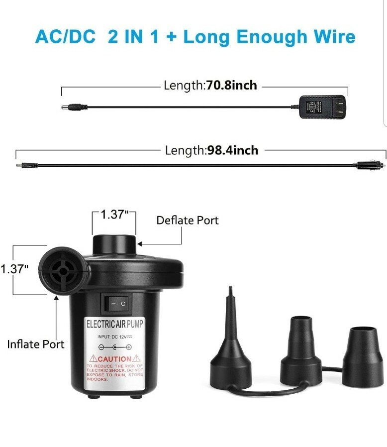 Electric Air Pump, AGPtEK Portable Quick-Fill Air Pump with 3 Nozzles, 110V AC/1 gallery