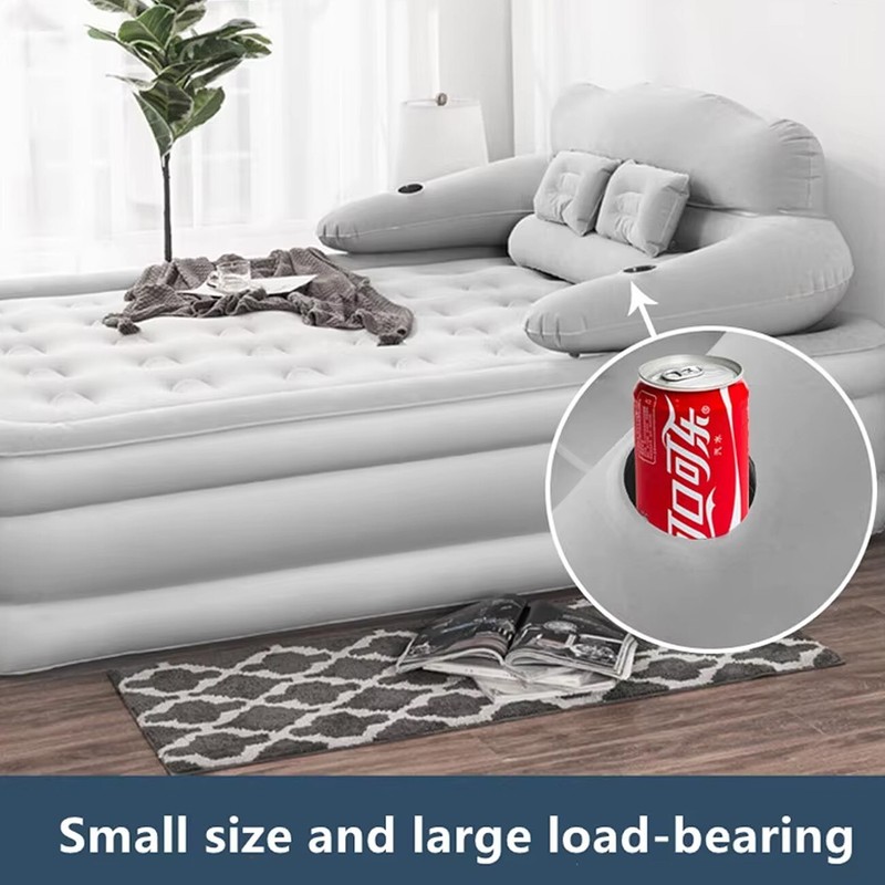 Inflatable High Raised Double King Size Air Bed Mattress w/Pump Pillow Set grey gallery