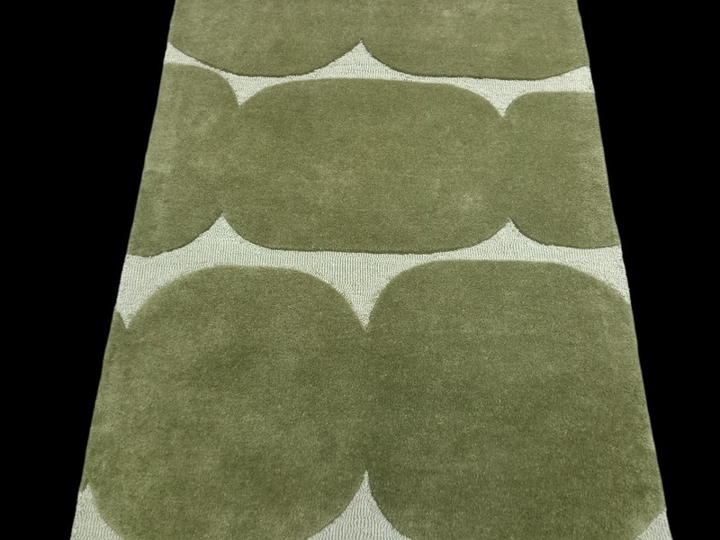 Hand Tufted Wool Runner Rug 3x50 ft Loop Cut Pile Modern Green Hallway Carpet gallery