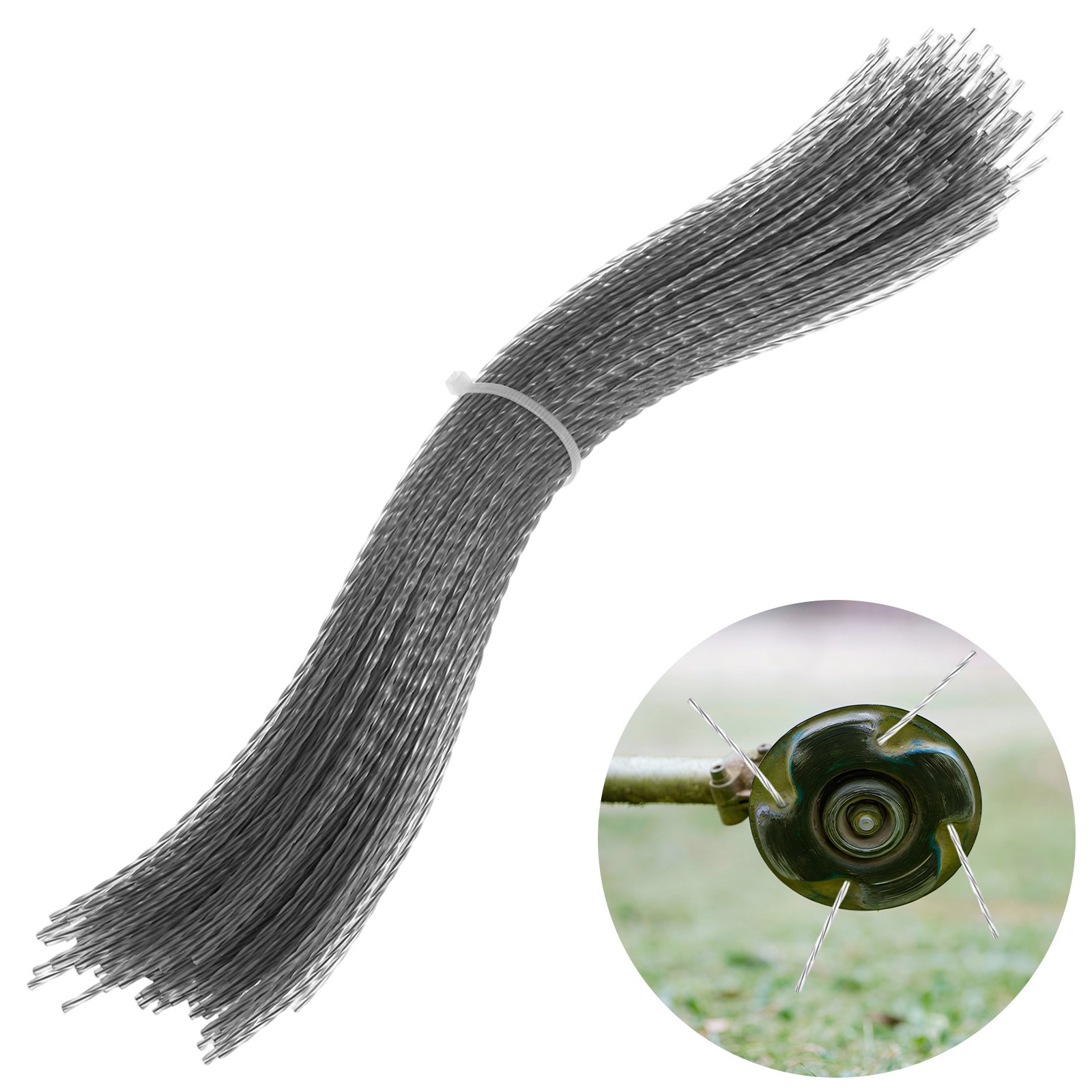 150Pcs 30x0.24cm Pre-Cut Trimmer Line Replacement, Spiral Nylon Line Gray,Black gallery