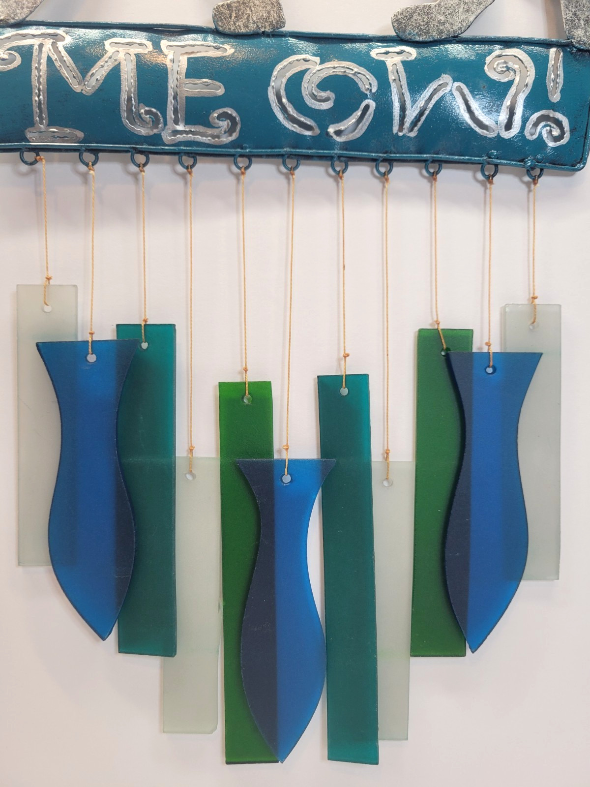 Gift Essentials Kittie Meow Glass Wind Chime RETANGLE/FISH SHAPED GLASS gallery