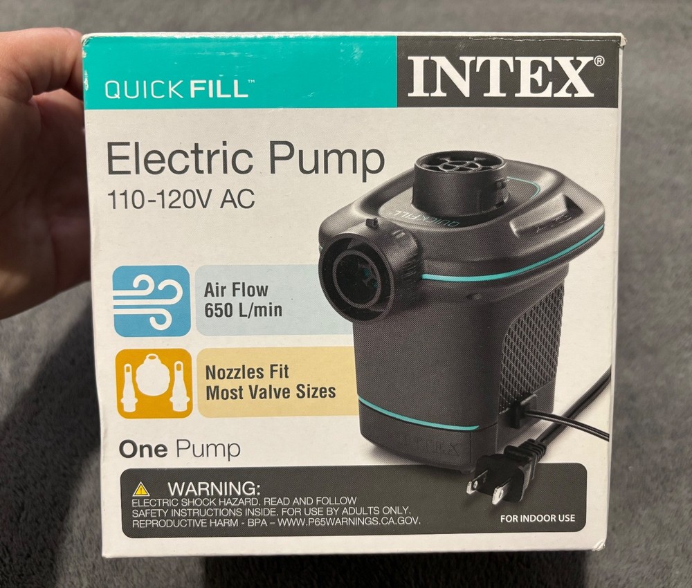 Intex Quick Fill Electric Air Pump 120V AC 3 Nozzles 66659WS Inflate/Deflate New
