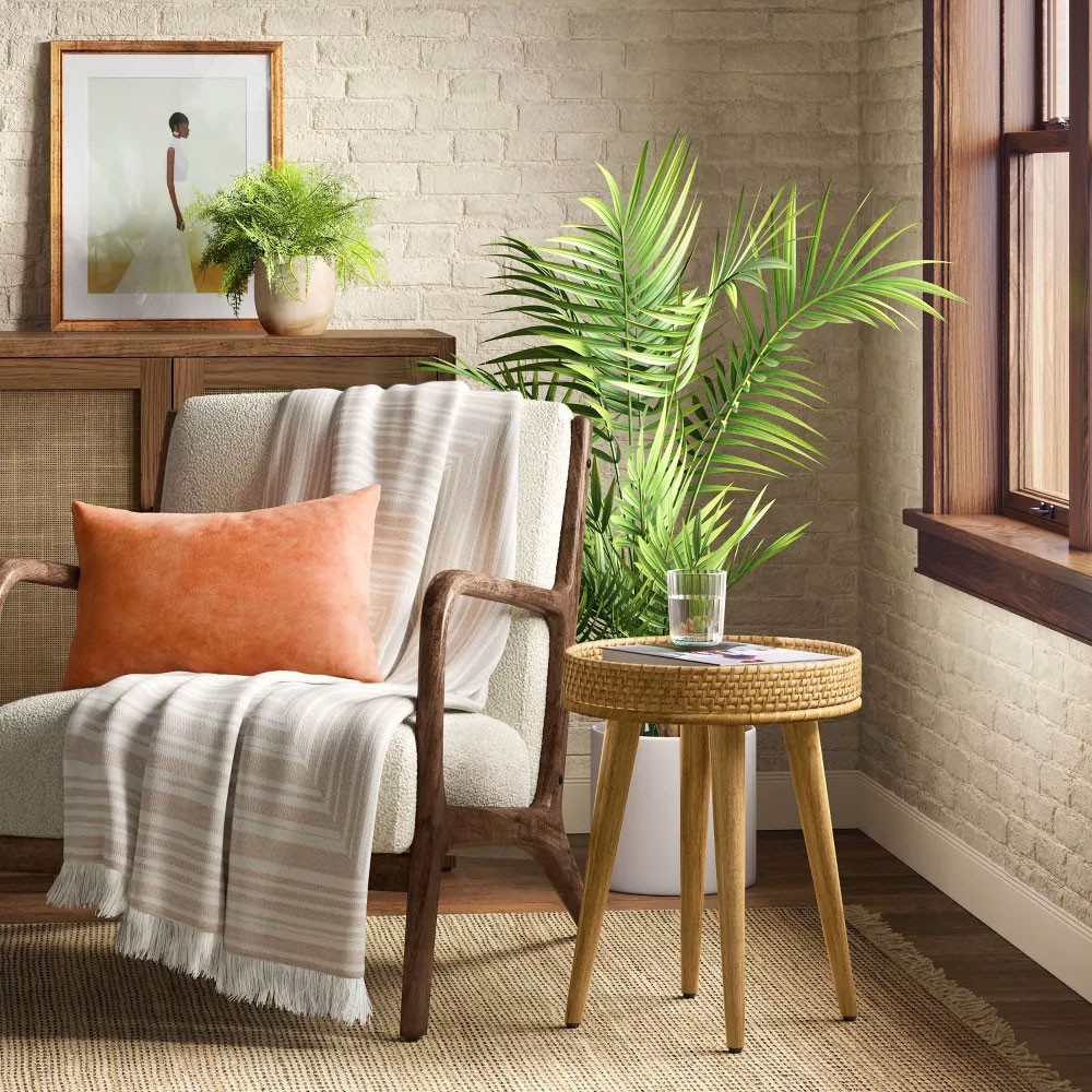 Round Natural Woven Accent Table (KD) - Threshold: Bamboo & Cane, Bedroom gallery