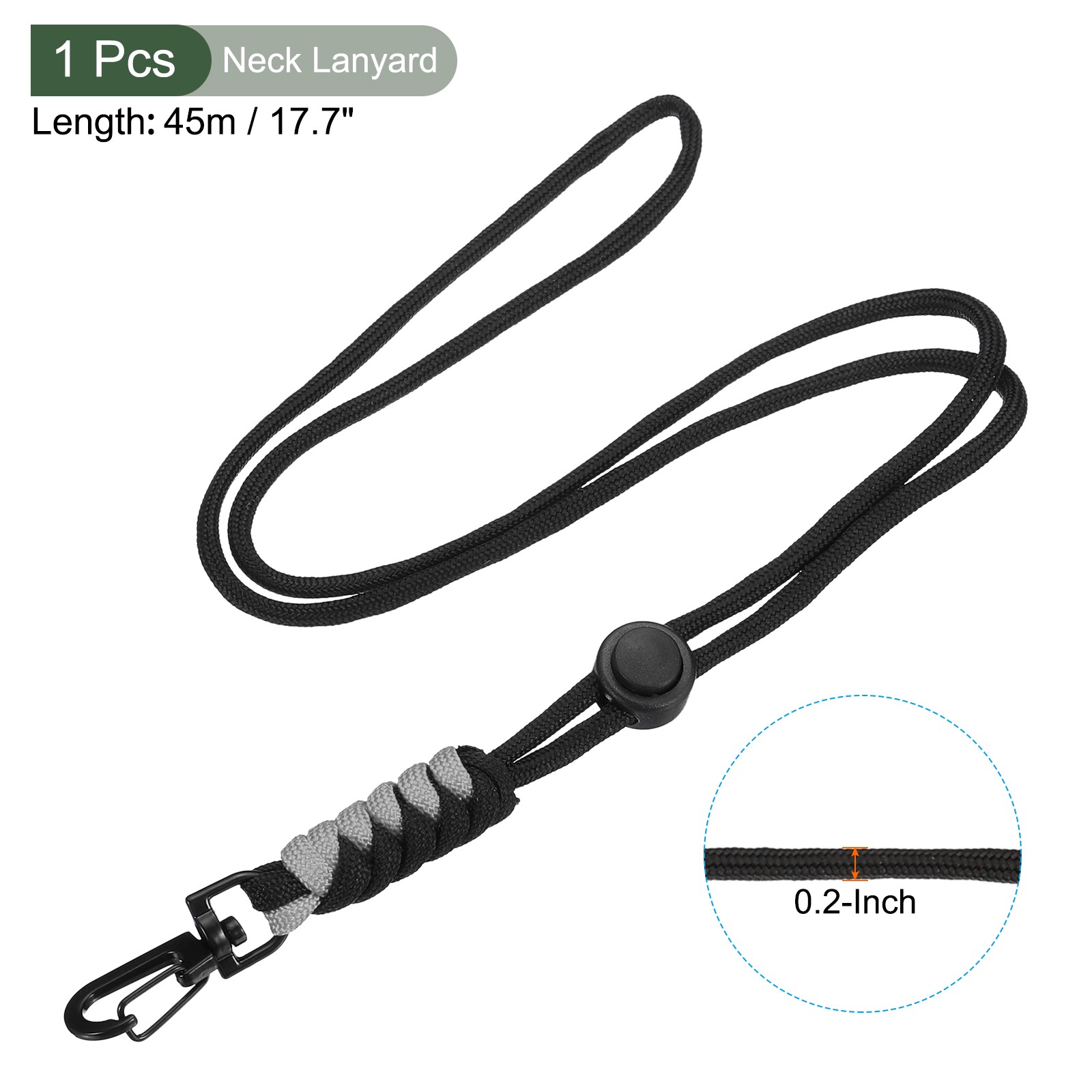 1 Pcs Neck Lanyards Adjustable Lanyards with Metal Clip(Black Grey, 17.7") gallery